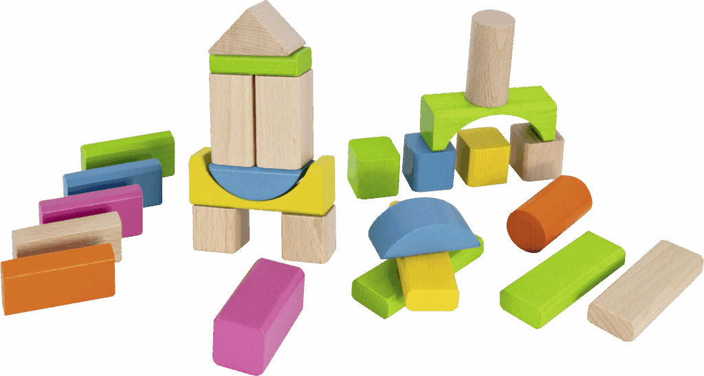 Heros Blocks Natural & Colorful Wooden Blocks 60 Pcs